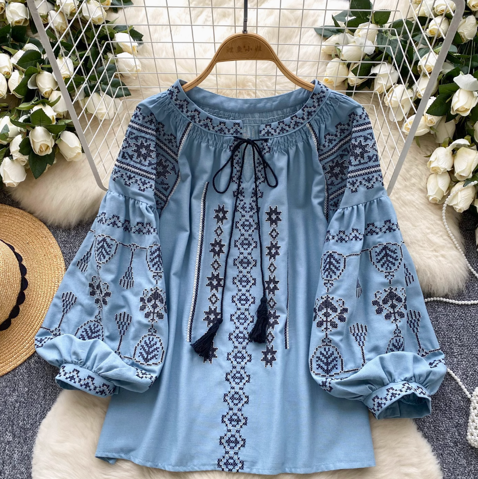 Sweetie Flared Sleeve Embroidered Shirt