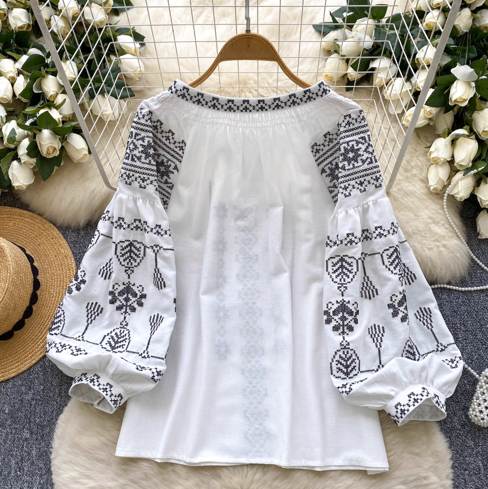 Sweetie Flared Sleeve Embroidered Shirt