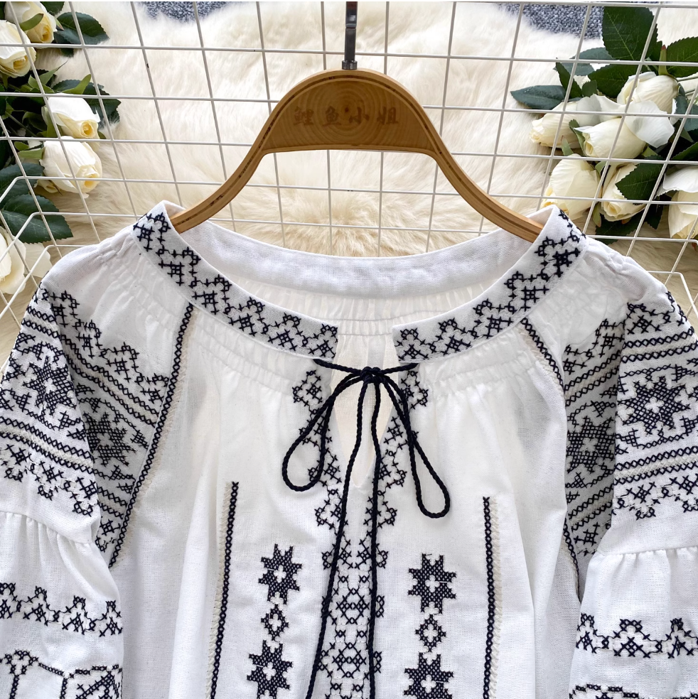 Sweetie Flared Sleeve Embroidered Shirt