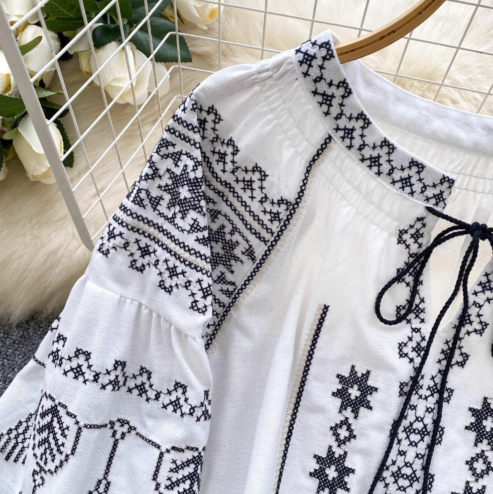 Sweetie Flared Sleeve Embroidered Shirt
