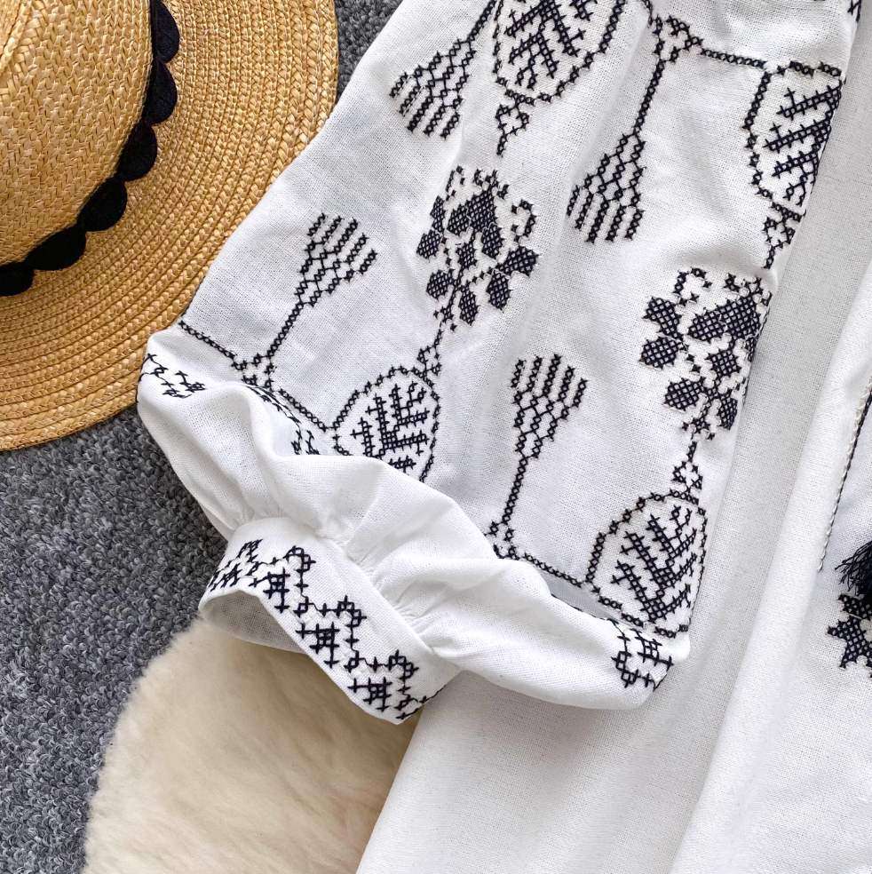 Sweetie Flared Sleeve Embroidered Shirt