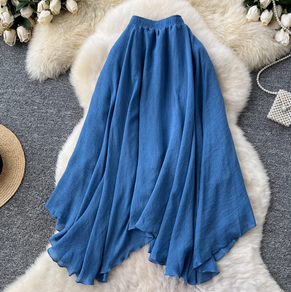Niche Solid Color A-line Skirt