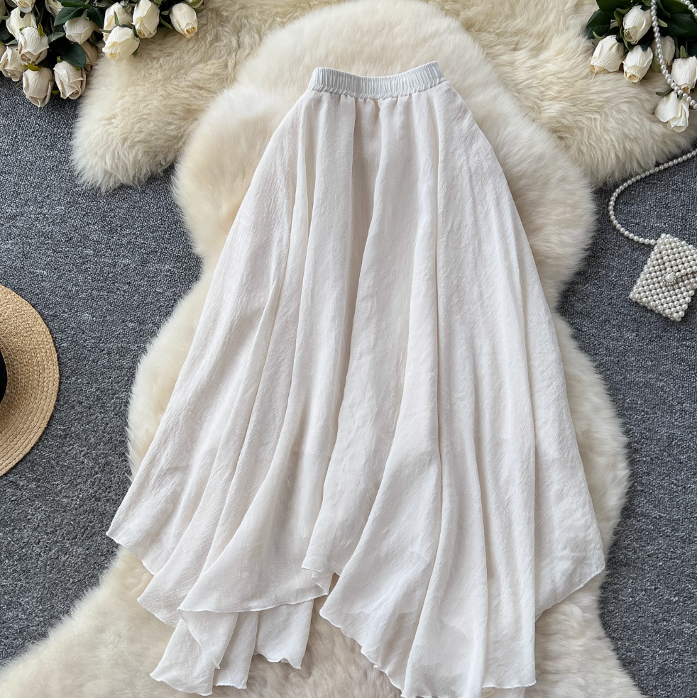 Niche Solid Color A-line Skirt