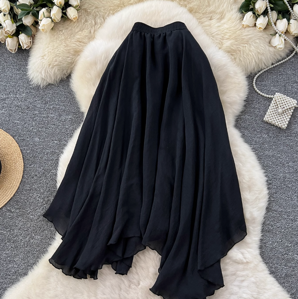 Niche Solid Color A-line Skirt