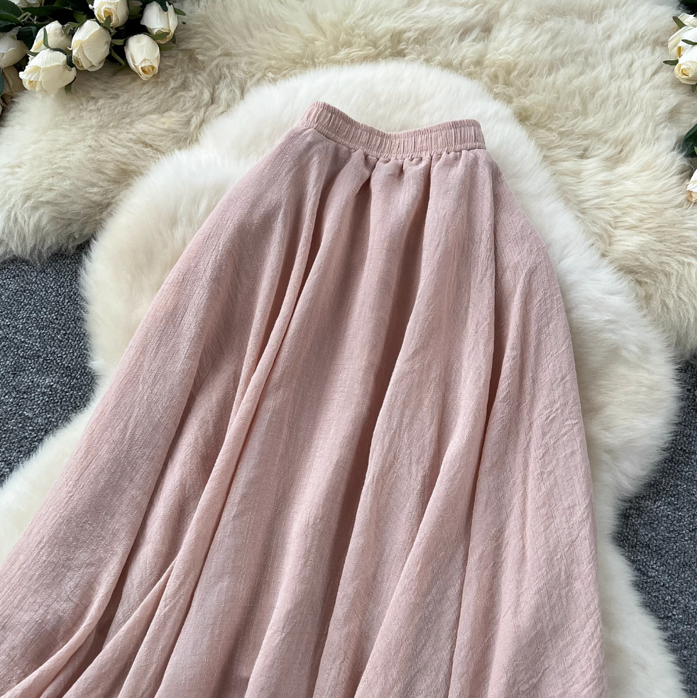 Niche Solid Color A-line Skirt