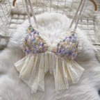 3D Floral Camisole & Mesh Shorts 2Pcs