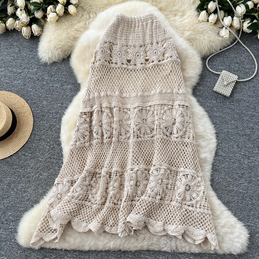 Sweetie Hollowed Crochet A-line Skirt