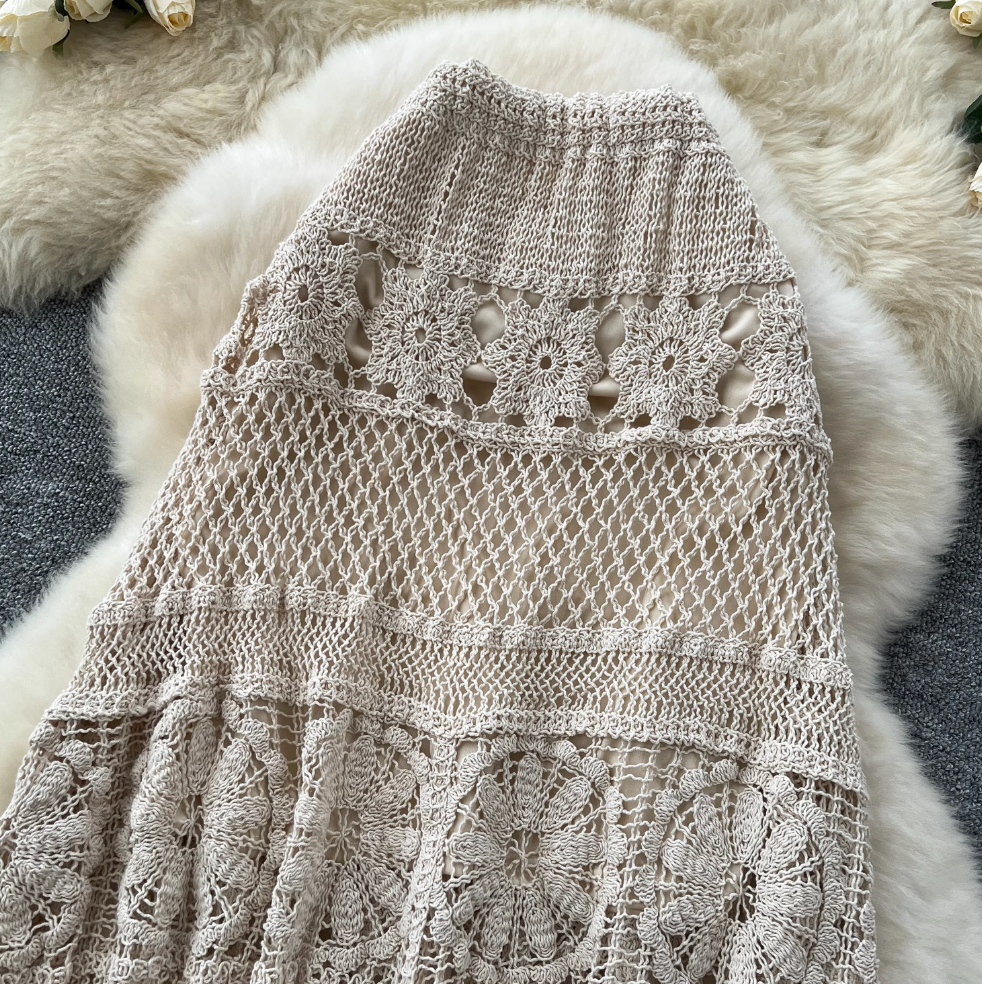 Sweetie Hollowed Crochet A-line Skirt