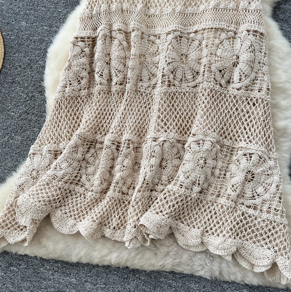 Sweetie Hollowed Crochet A-line Skirt