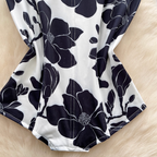 Off-shoulder Floral Printed Fishbone Top