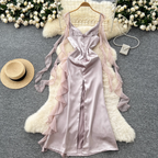 Vintage Ruffled Satin Slip Dress