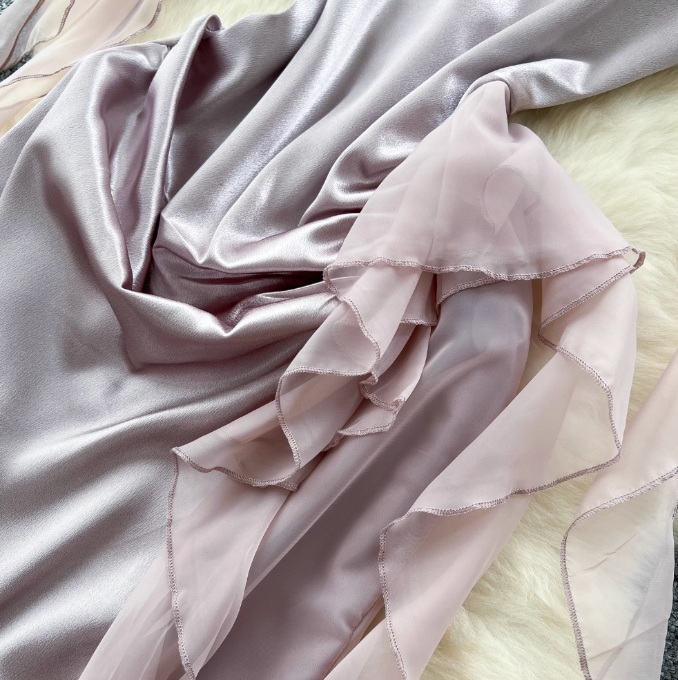 Vintage Ruffled Satin Slip Dress
