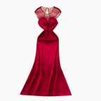 Beaded Mesh Collar Backless Dress
