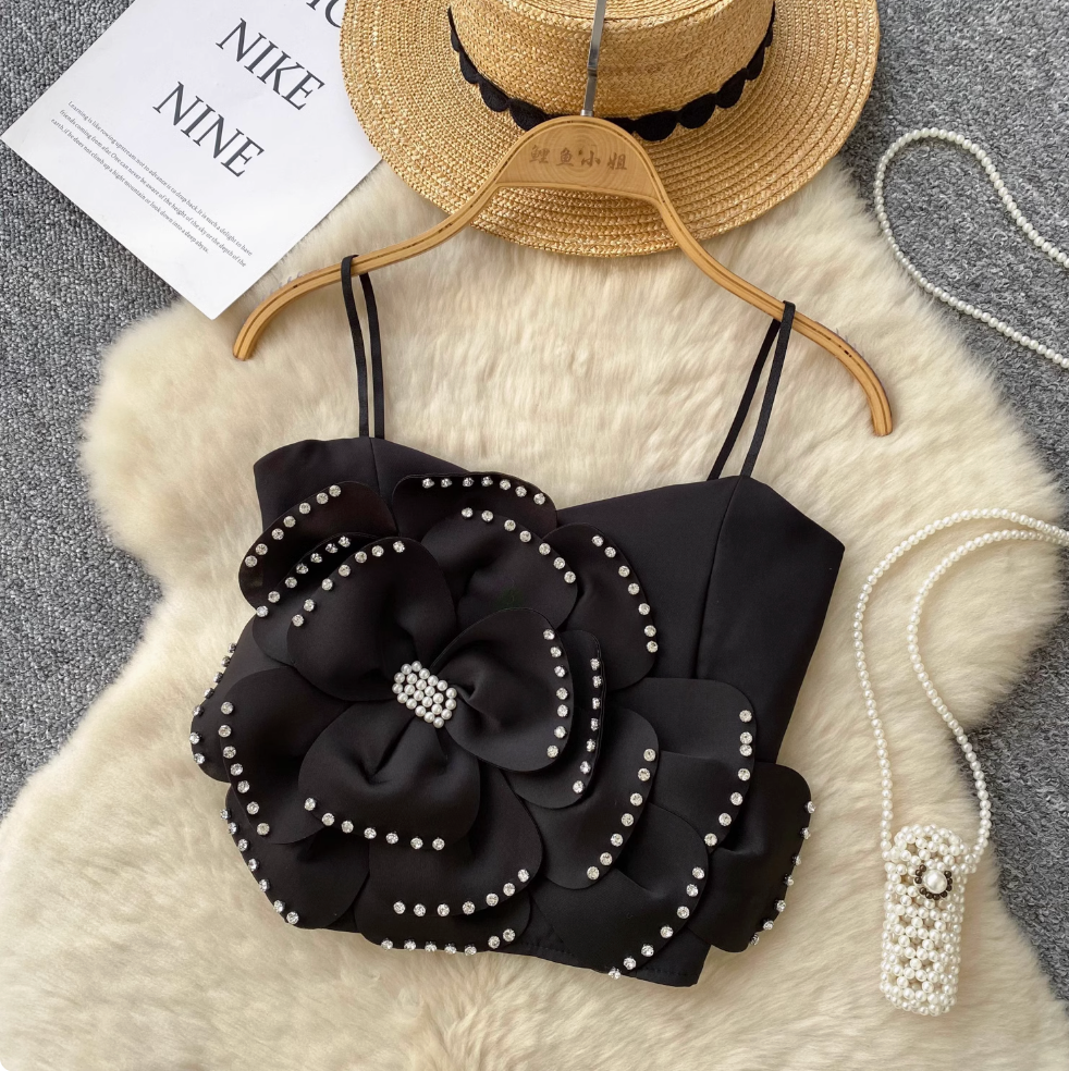 3d Beaded Flower Camisole Top