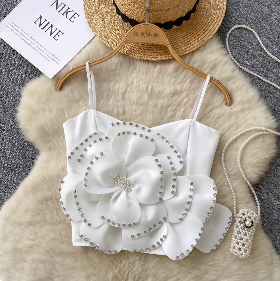 3d Beaded Flower Camisole Top