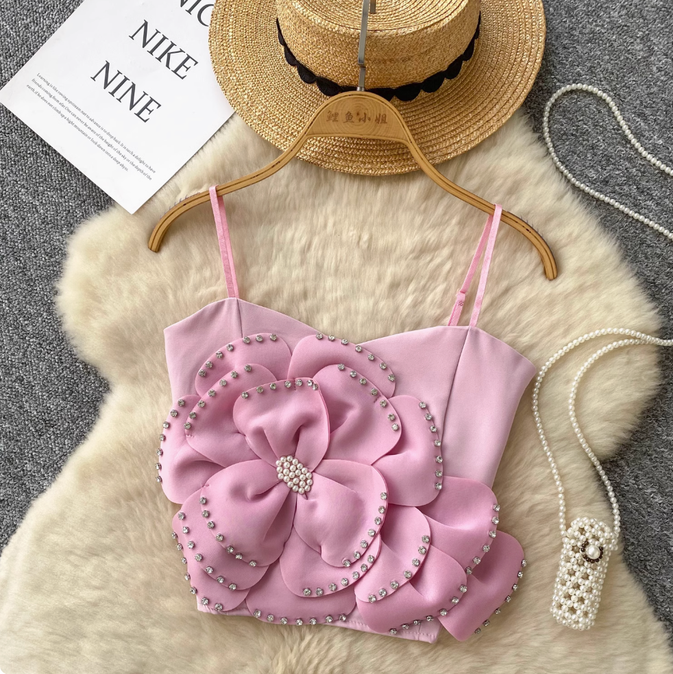 3d Beaded Flower Camisole Top