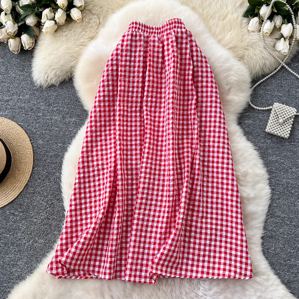 Mori Plaid Printed A-line Skirt