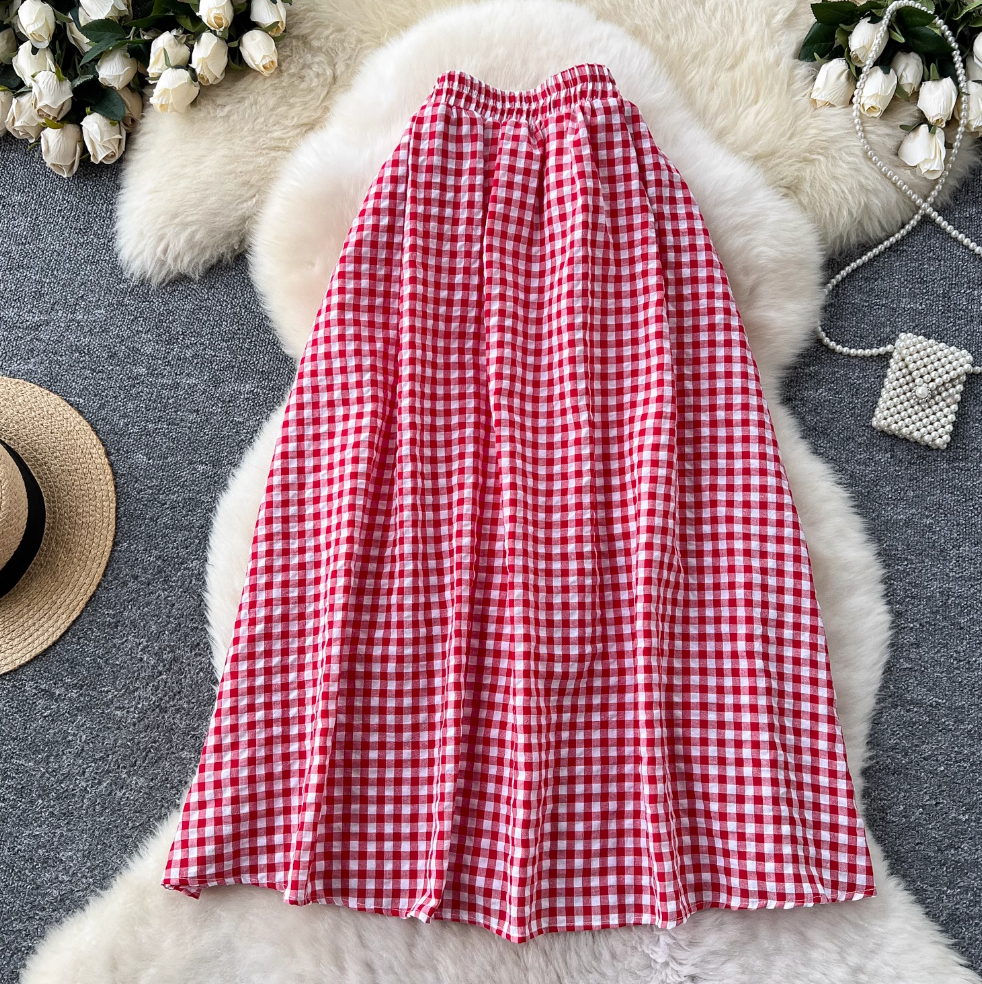 Mori Plaid Printed A-line Skirt