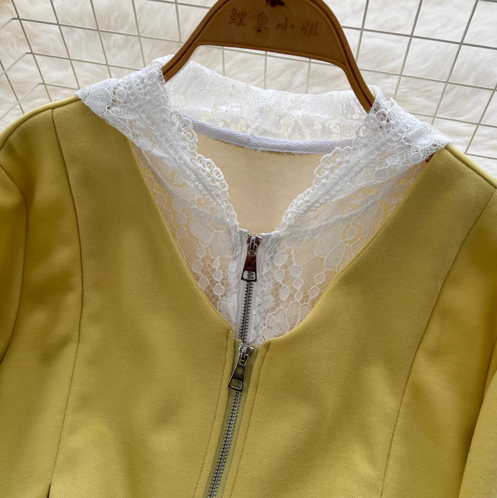 Lace Patchwork Hoodie & Trousers 2Pcs