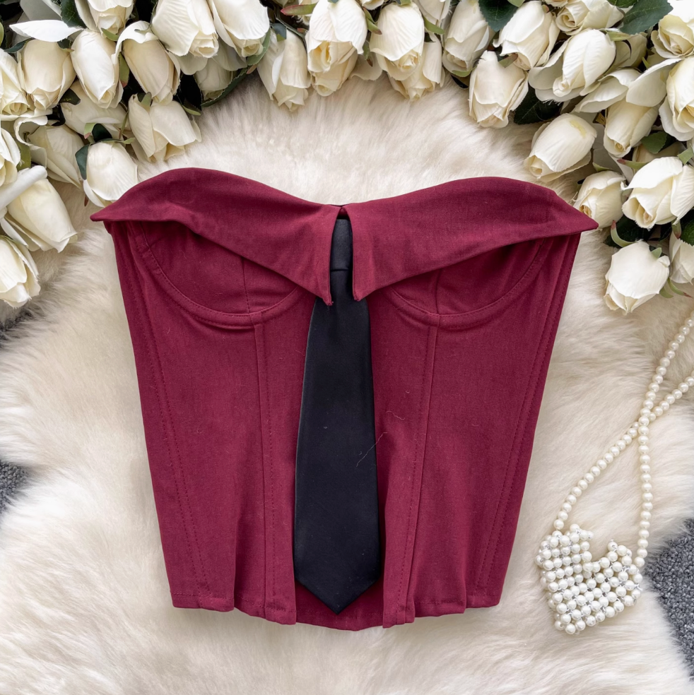 Hottie Strapless Fishbone Top with Tie
