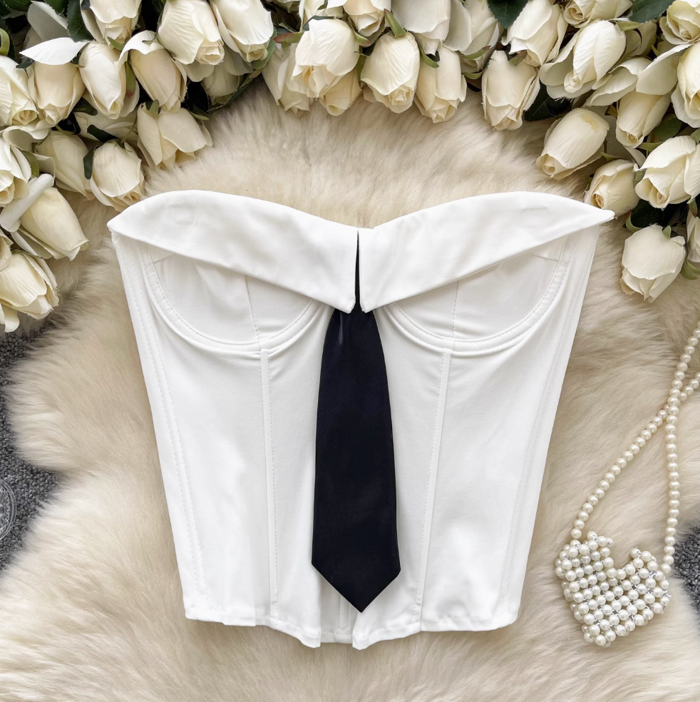 Hottie Strapless Fishbone Top with Tie