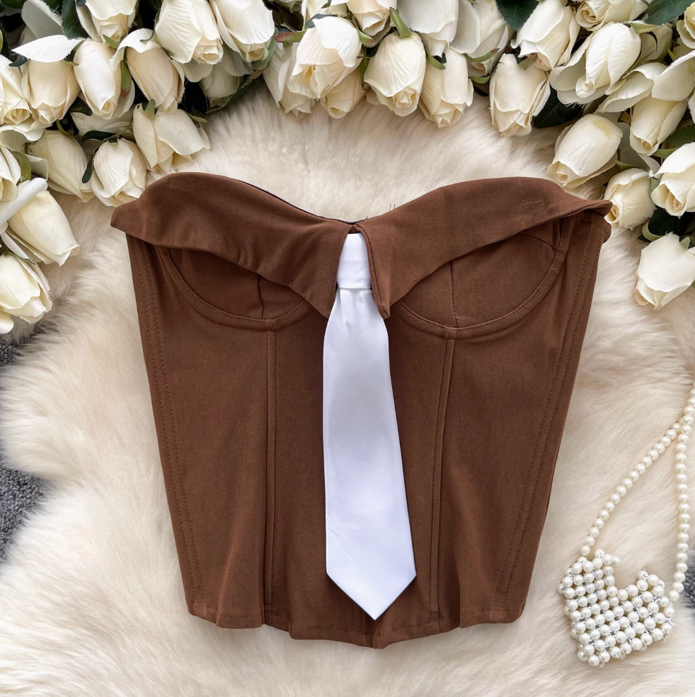 Hottie Strapless Fishbone Top with Tie