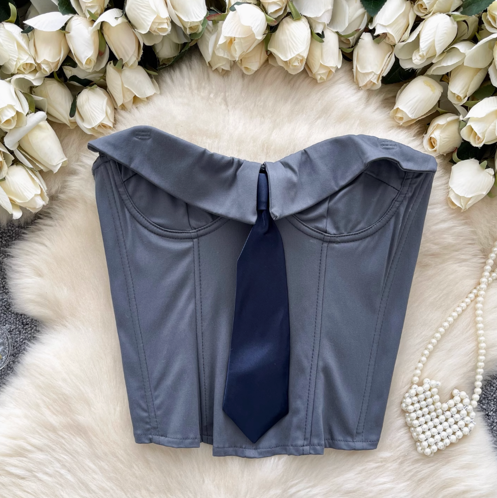 Hottie Strapless Fishbone Top with Tie