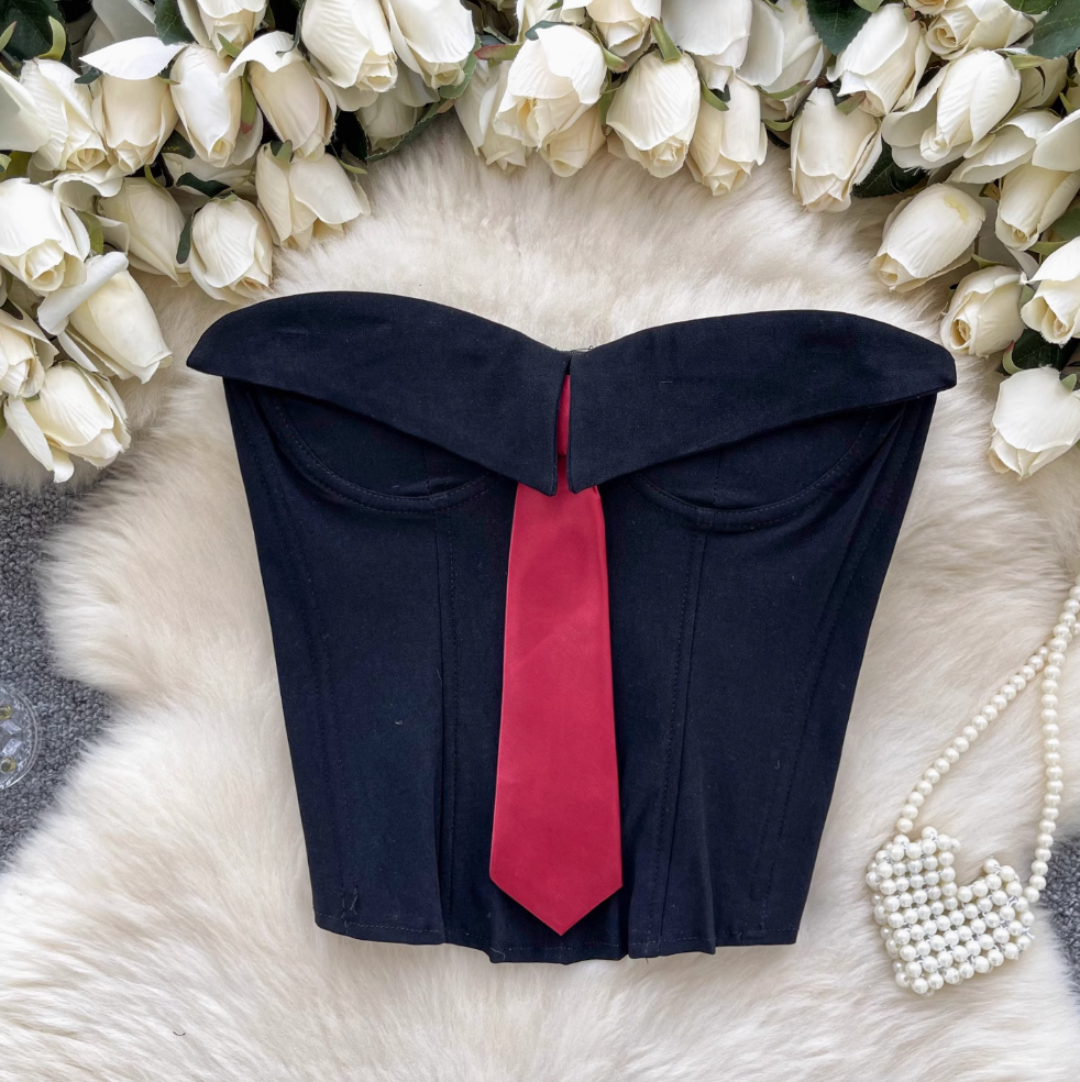 Hottie Strapless Fishbone Top with Tie
