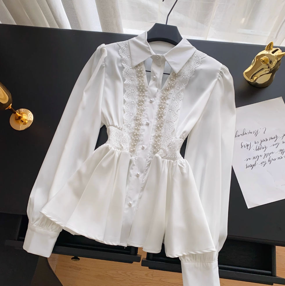 Premium Hollowed Lace Patchwork Shirt