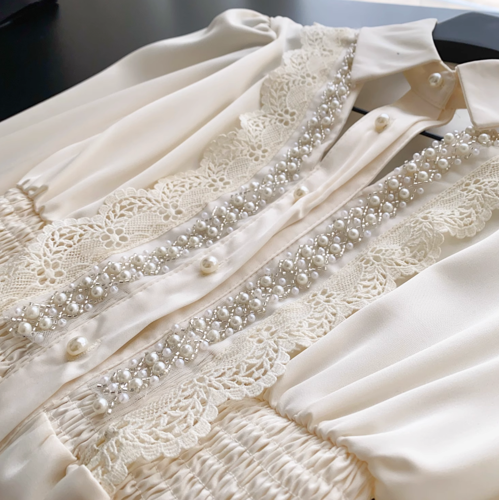 Premium Hollowed Lace Patchwork Shirt