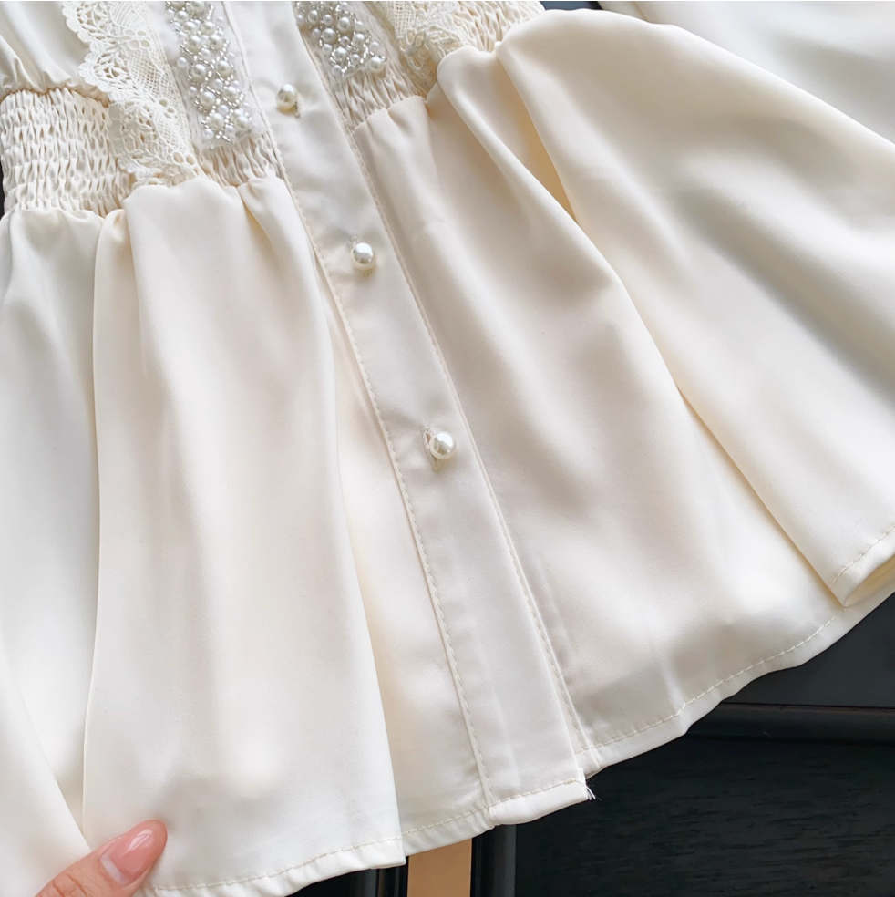 Premium Hollowed Lace Patchwork Shirt