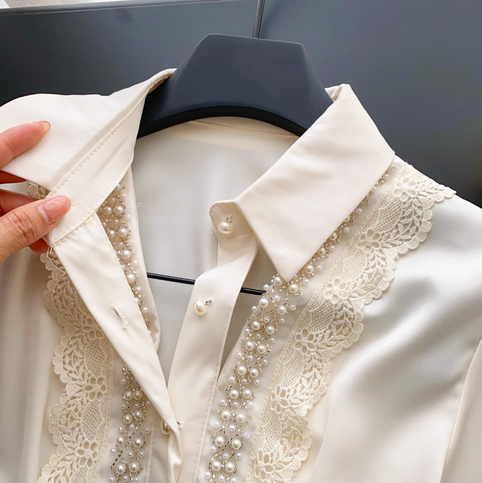Premium Hollowed Lace Patchwork Shirt