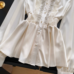 Premium Hollowed Lace Patchwork Shirt
