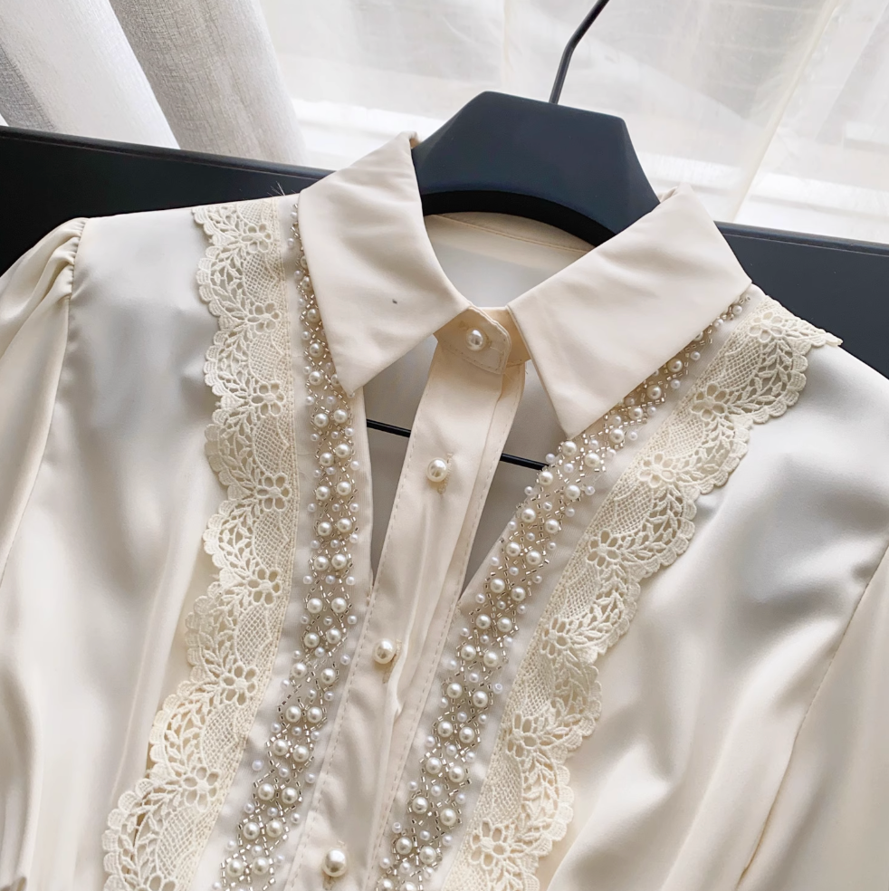 Premium Hollowed Lace Patchwork Shirt