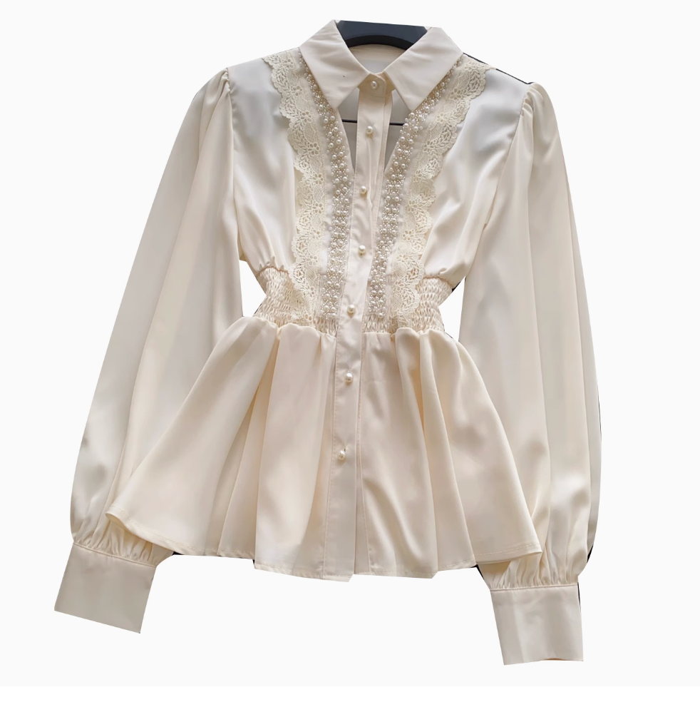 Premium Hollowed Lace Patchwork Shirt