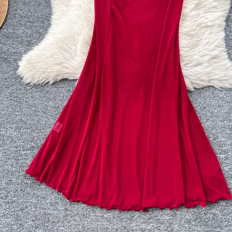 Off-shoulder Furry Patchwork Dress