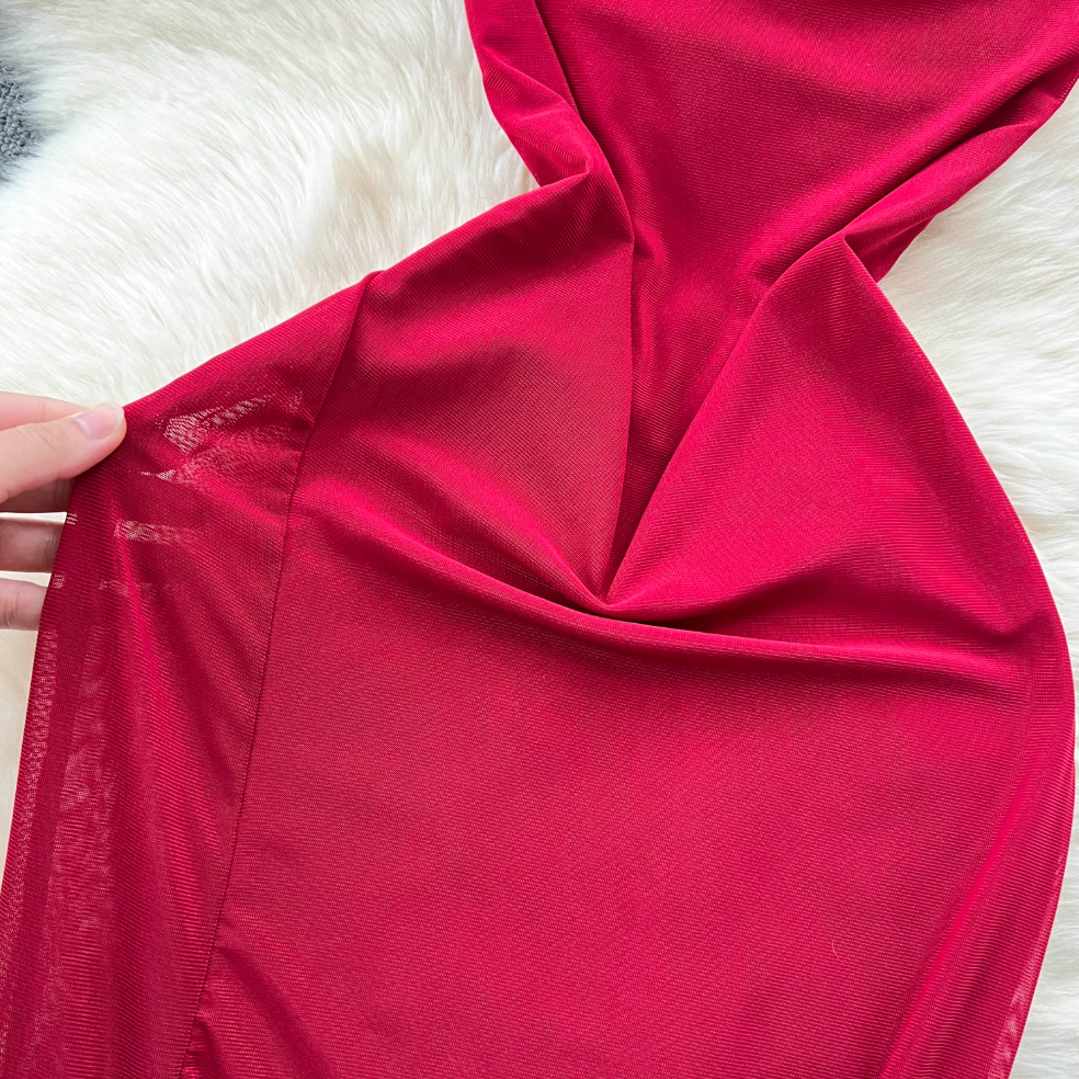 Off-shoulder Furry Patchwork Dress