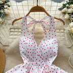 V-neck Polka Dot Ruffled Halter Top