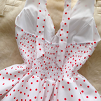 V-neck Polka Dot Ruffled Halter Top