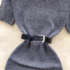 Elegant Gray Knitwear Dress with Belt