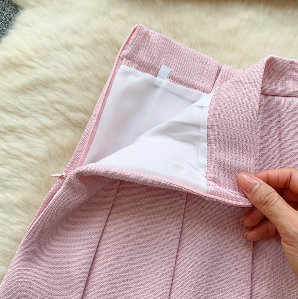 Suit Vest & Pleated Skirt Pink 2Pcs