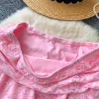 Chic Ruffled Lace Pink Skirt
