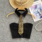 Niche Camisole with Leopard Printed Choker