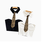 Niche Camisole with Leopard Printed Choker