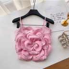 Beaded 3D Flower Camisole Top
