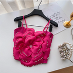 Beaded 3D Flower Camisole Top