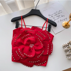 Beaded 3D Flower Camisole Top