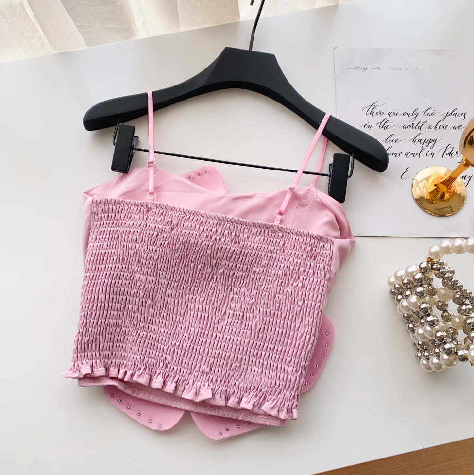 Beaded 3D Flower Camisole Top