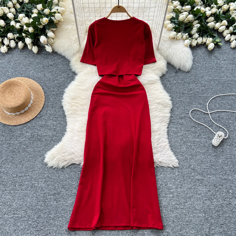 Short Cardigan & Floral Slip Dress 2Pcs