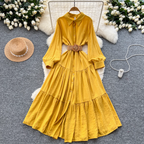 Vintage Ruffled Shirt Dress with Belt